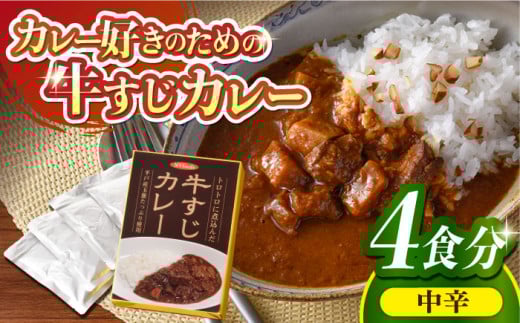 【着日指定 可能】【とろっとろになるまで煮込んだ】牛すじカレー 4食セット（中辛） 平戸市 / カレー工房 NVfoods [KAB104]