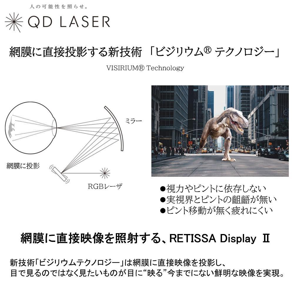 QDレーザ　網膜投影ヘッドマウントディスプレイ　RETISSA Display II（レティッサ　ディスプレイ  2）3点セット　【RETISSA  Display II / RD2CAM / 軽量化