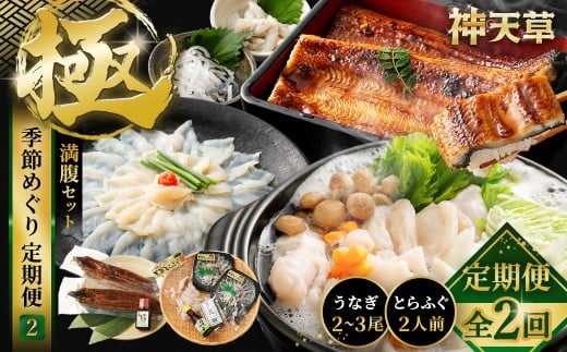 【2回定期便】【極】季節めぐり定期便2 ふぐ フグ 河豚 とらふぐ トラフグ てっさ てっちり うなぎ ウナギ 鰻 熊本県 上天草市