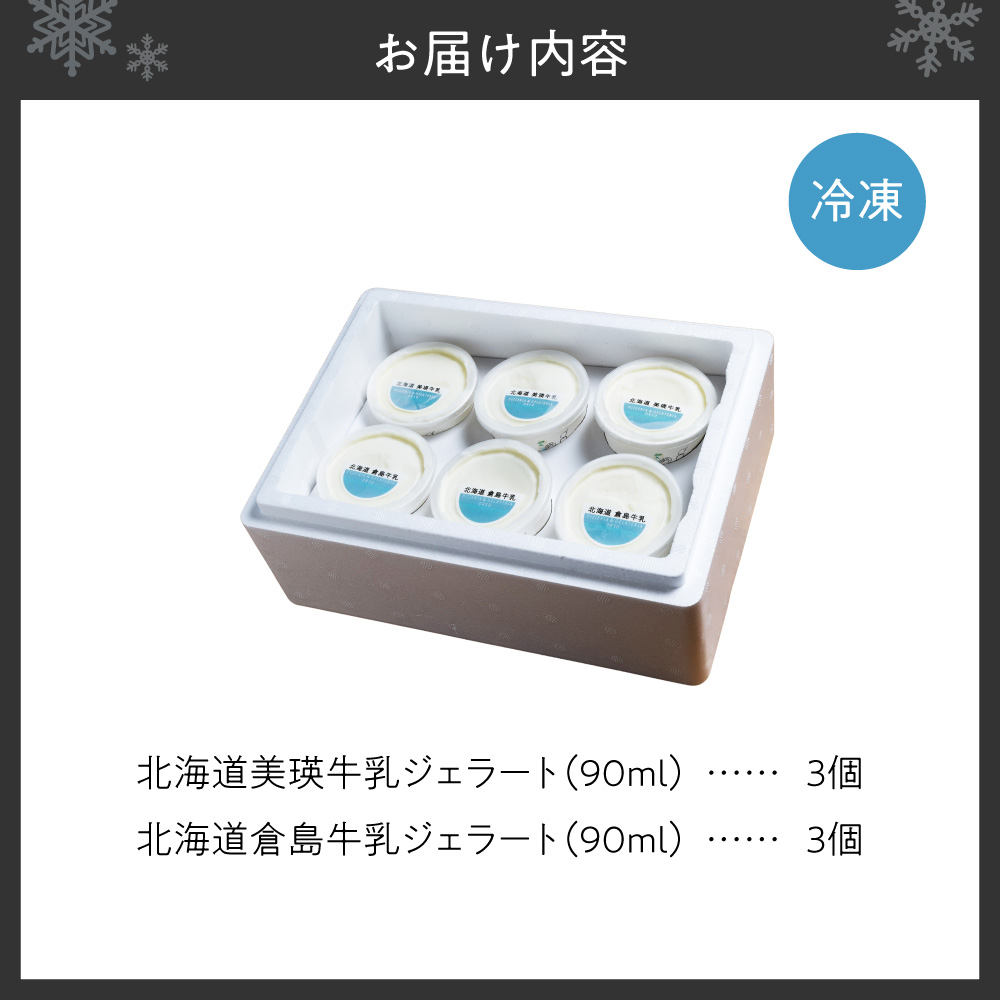 牛乳ジェラートの食べ比べ（２種６個）｜アイス ミルク 美瑛牛乳 倉島牛乳 北海道 札幌市