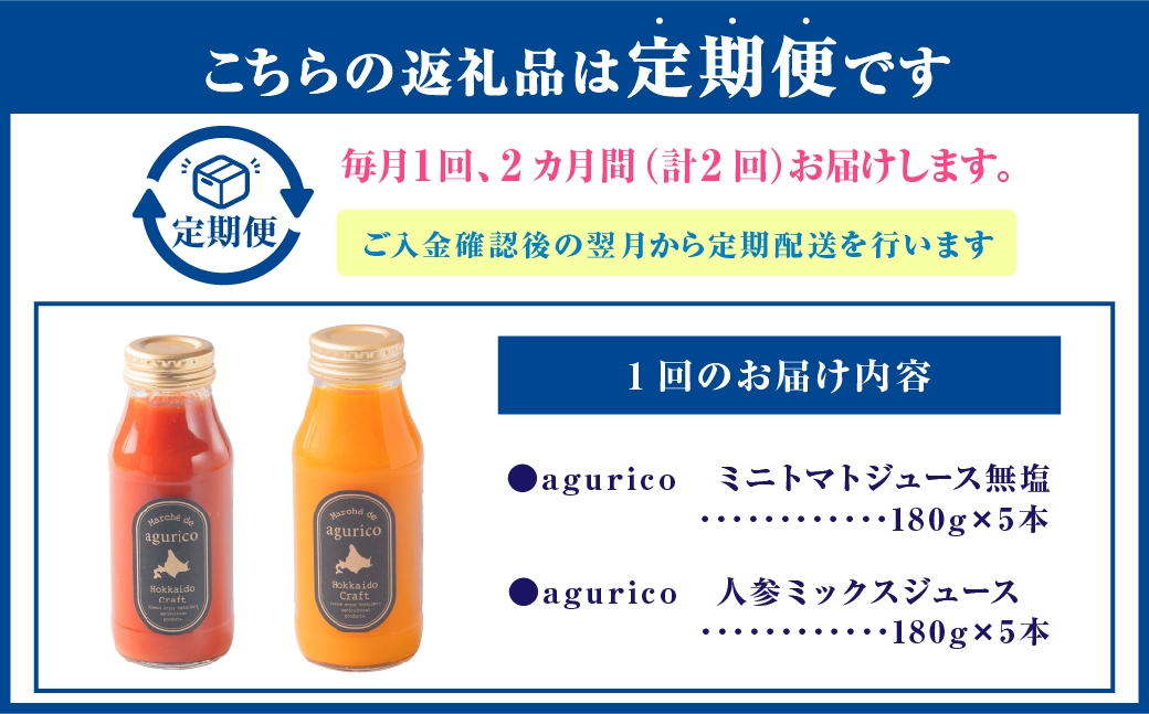 北海道産agurico野菜ジュース180ml10本入り