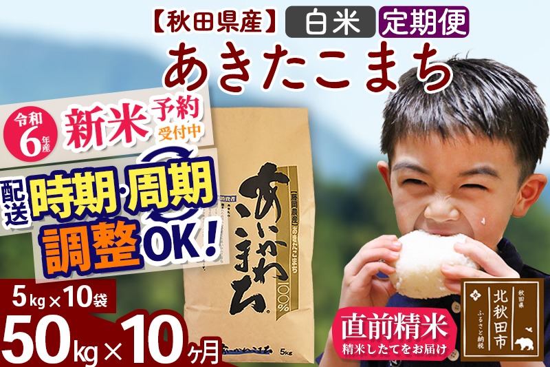 ※令和6年産 新米予約※《定期便10ヶ月》秋田県産 あきたこまち 50kg【白米】(5kg小分け袋) 2024年産 お届け時期選べる お届け周期調整可能 隔月に調整OK お米 藤岡農産|foap-11210