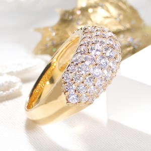 160-9-1 指輪 K18YG イエローゴールド ダイヤモンド 計2.0ct パヴェ リング 幅広【f046-k18yg】