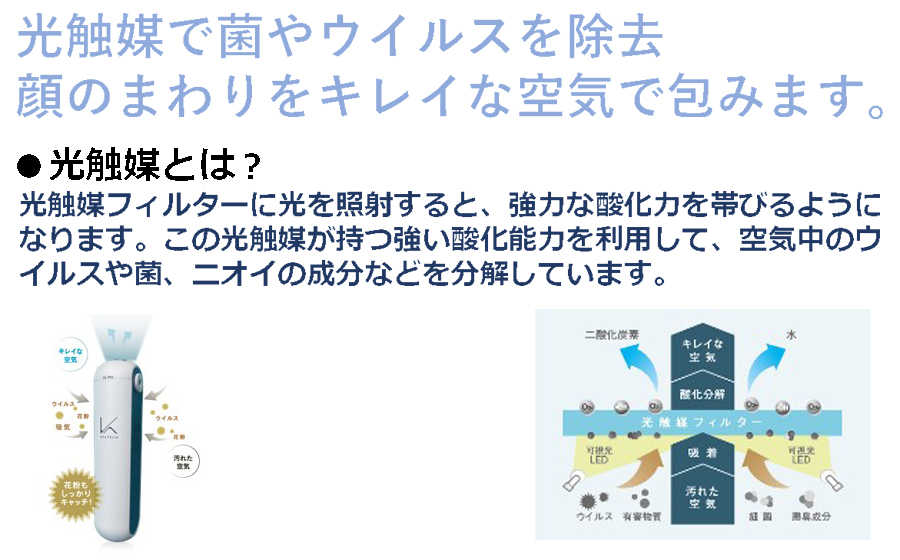 空気清浄機 光触媒搭載パーソナル除菌脱臭空気清浄機 MYAIR マイエアー /// 除菌 脱臭 充電式 除菌脱臭,花粉,空気清浄,ニオイ,コンパクト