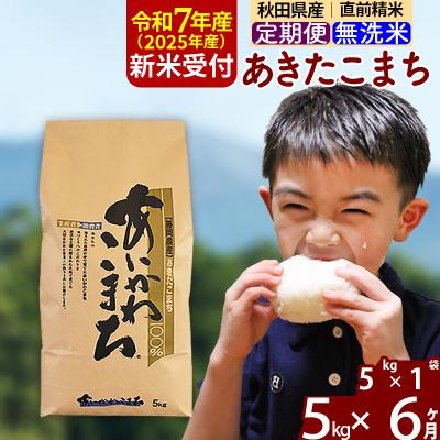 ふるさと納税 北秋田市 令和7年産 新米受付《定期便6ヶ月》あきたこまち 5kg 無洗米|foap-30306