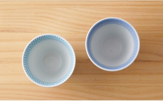BB19 【波佐見焼】 色染流し 湯呑 2点セット 青×水色 【一真陶苑】-5