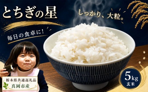 お米 令和8年産 とちぎの星 玄米 5kg【2026年 先行予約】 | 栃木県共通返礼品 真岡市産