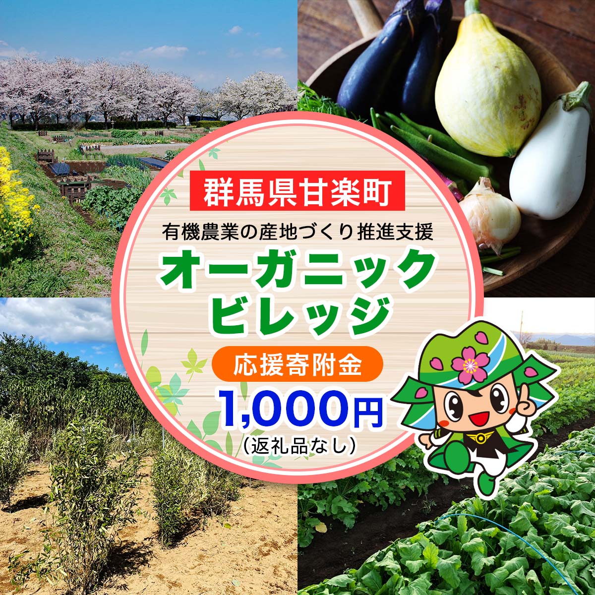 【ふるさと納税】[返礼品なし] 群馬県甘楽町 オーガニックビレッジ 有機農業の産地づくり推進支援 応援寄附金千円｜応援 支援 農業 有機農業 甘楽町 群馬県 [0337]