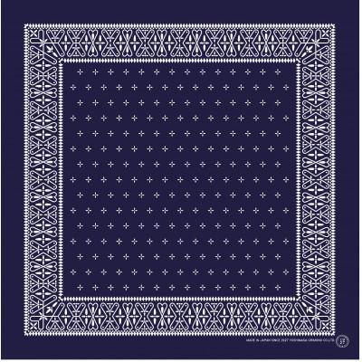 ふるさと納税 長浜市 浜ちりめんシルク100%の洗濯機でも洗えるシルクスカーフ(70×70)Navy-クロス柄