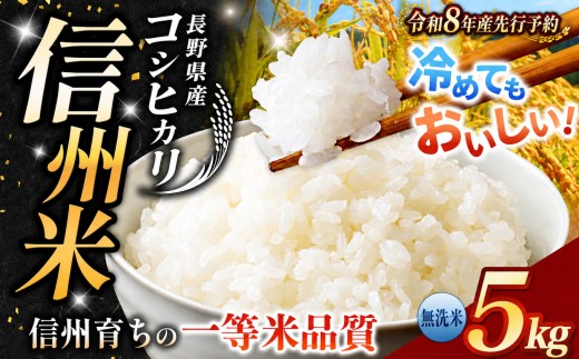 【2026年先行予約】《 信州育ちの一等米品質 》長野県産 コシヒカリ 無洗米 5kg | りんりん市場 米 こめ コメ お米 白米 精米 無洗米 はくまい ご飯 信州米 こしひかり 長野県 松川村 信州
