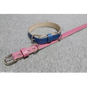 ペット用品(首輪) 牛革シボ型押しラメカラー・ピンク首輪#30【1657324】