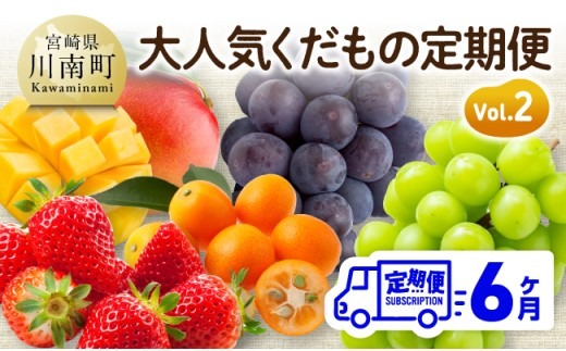 【6ヶ月定期便】大人気くだもの定期便Vol.2【 川南町産 くだもの いちご イチゴ きんかん マンゴー シャインマスカット ピオーネ  】[B11707t6]