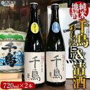 【ふるさと納税】＜純米地酒 千鳥 あらばしり＆清酒（720ml×2本）＞ 酒 純米酒 日本酒 無濾過 瓶 宇都宮酒造株式会社 愛媛県 西予市【常温】『1か月以内に順次出荷予定』