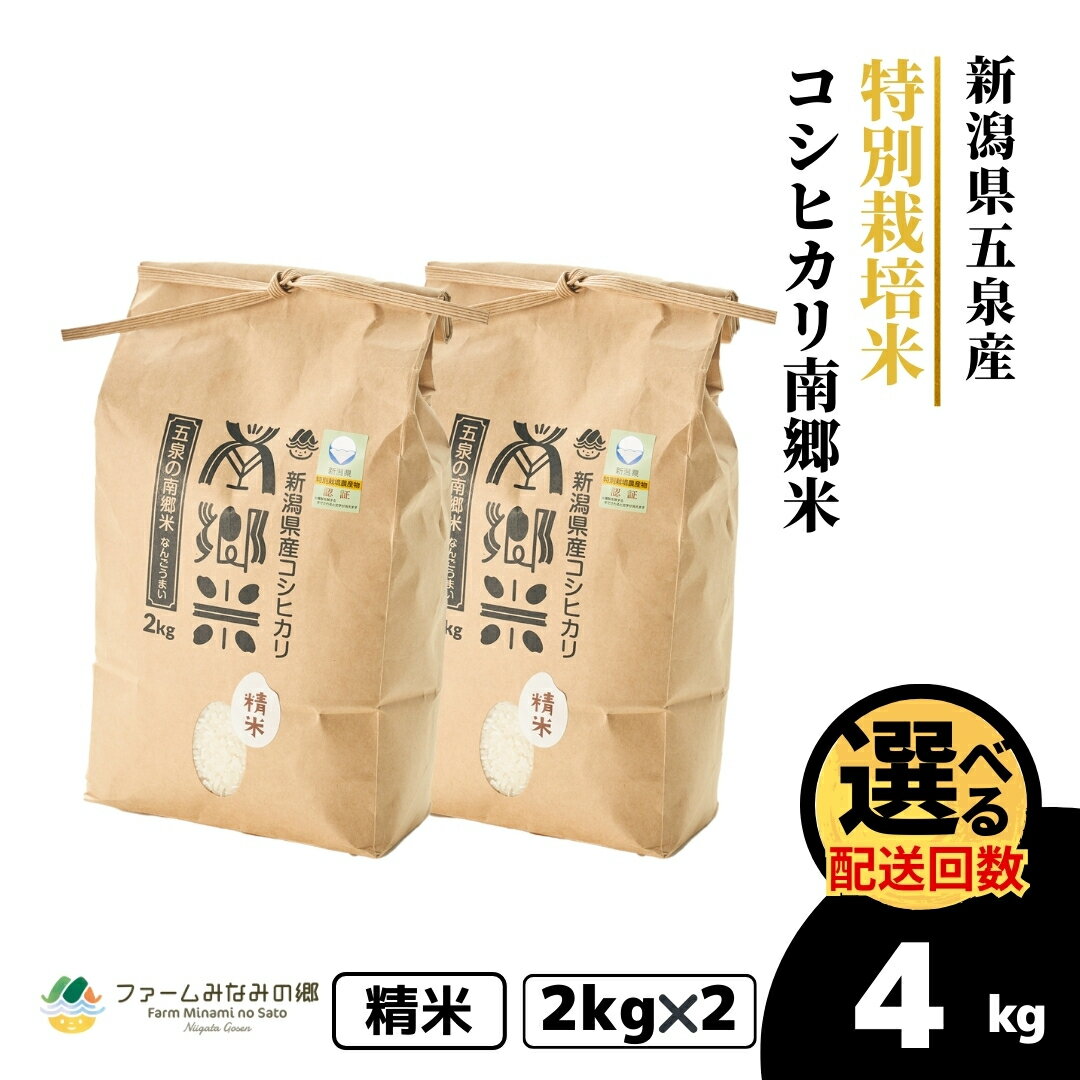 【ふるさと納税】【令和7年産米】 特別栽培米コシヒカリ100％ 「南郷米」 精米 4kg（2kg×2袋）選べる回数 新潟県 五泉市 有限会社ファームみなみの郷