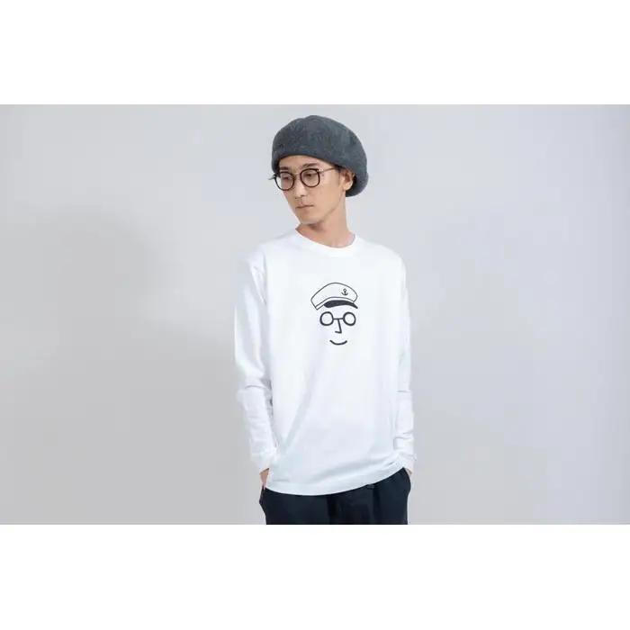 《3》【KEYMEMORY　鎌倉】セーラー帽イラストロングTシャツ　WHITE
