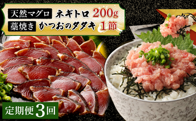 【定期便 / ３ヶ月連続】 土佐流藁焼きかつおのたたき１節と高豊丸ネギトロ２００ｇセット   魚介類 海産物 カツオ 鰹 わら焼き 高知 海鮮 冷凍 家庭用 訳あり 不揃い  連続 藁焼き かつおのたたき かつお タタキ まぐろ 鮪 マグロ ネギトロ ねぎとろ