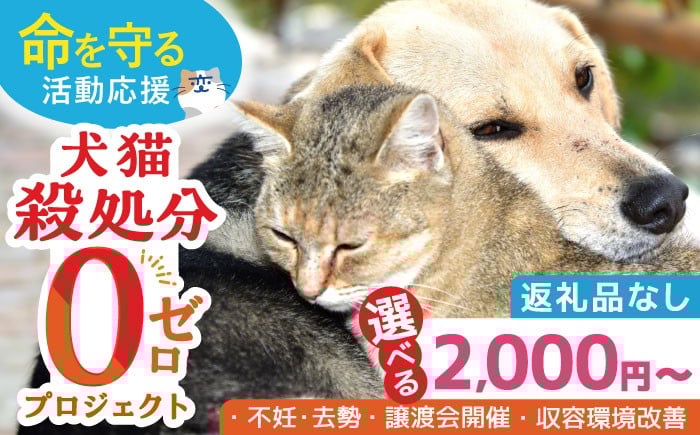 
            【お礼の品なし】【選べる金額】犬猫殺処分ゼロプロジェクト 長崎県ふるさと納税[42ZZAE001] 長崎 長崎の変 動物 犬 猫 いぬ ねこ イヌ ネコ 保護犬 保護猫 支援 応援 動物愛護 保護 どうぶつ 地域猫 寄付のみ
          