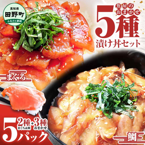 これが魚屋の漬け丼だ！魚屋のおまかせ5種漬け丼セット(マグロ＋鯛＋おまかせ3種) 80ｇ×5P 鮪 鯛 詰め合わせ 漬け丼 漬け どんぶり 丼 5パック 海鮮 魚 真空パック 個食 個包装 冷凍