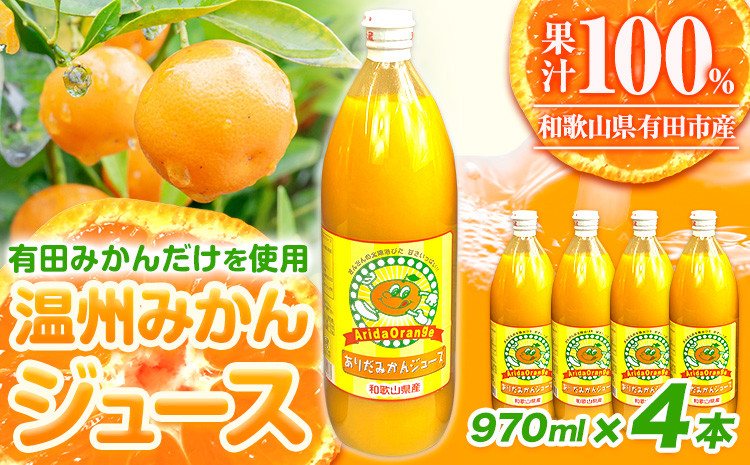 
みかん ジュース 和歌山 有田産 100% 温州 みかん ジュース 970ml × 4本 セット 太千青果物《30日以内に発送予定(土日祝除く)》和歌山県 日高町 蜜柑 果汁 100％ ストレート 柑橘 果物 添加物不使用 送料無料
