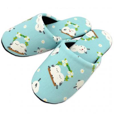 ふるさと納税 宮城県 花とシマエナガソフト子供用スリッパ 約22cmまで ブルー