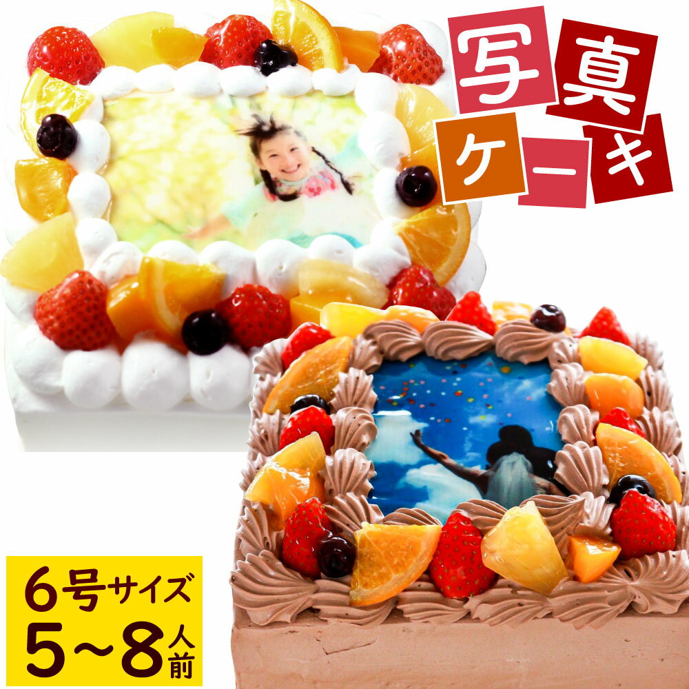 【ふるさと納税】【配達日指定必要】 写真ケーキ 5～8人用 6号 〈選べる〉生クリーム または チョコクリーム プリント ケーキ クリーム チョコ クリスマス サプライズ お祝い 誕生日 スイーツ 冷凍 ※ご入金から14日以降から60日以内にてご希望のお届け日を記載ください