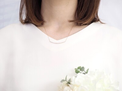 K18PG 0.30ctダイヤモンドグラデーションラインネックレスP2451