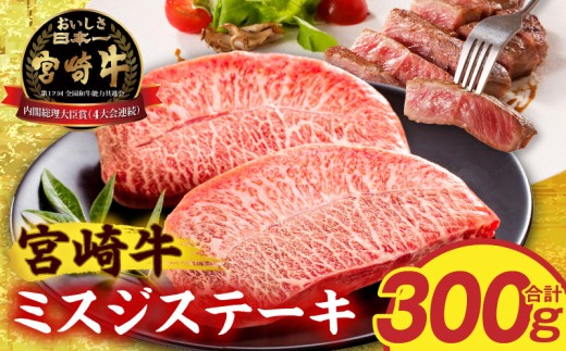 宮崎牛ミスジステーキ2枚 合計300g_M389-010-01