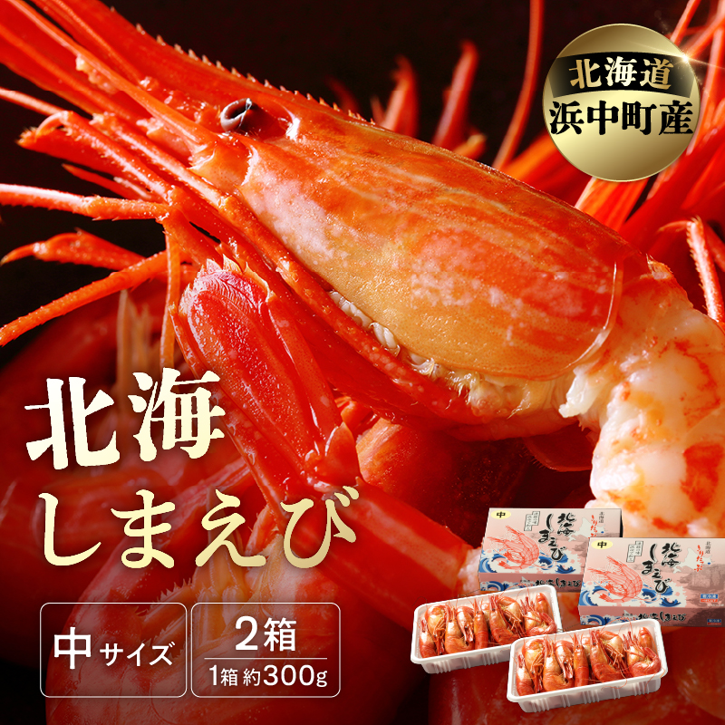 北海しまえび(中)　300g×2箱セット(1箱あたり17尾前後)_H0001-125