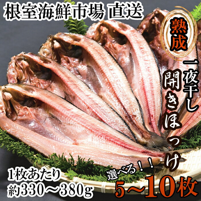 【ふるさと納税】開きほっけ一夜干し1枚約330〜380g 選べる 5枚 10枚 北海道 根室 ホッケ 干物 個包装 魚 海鮮 ひもの さかな 開き