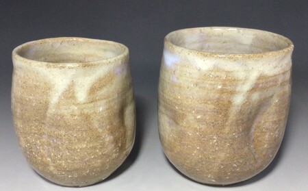 萩焼 夫婦 湯呑 知明作