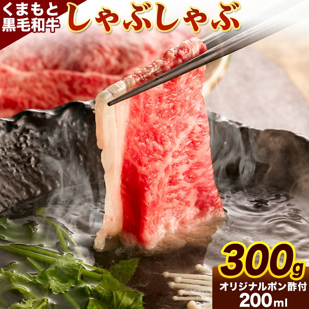 【ふるさと納税】牛肉 くまもと黒毛和牛 しゃぶしゃぶ セット 300g 150g × 2《30日以内に出荷予定（土日祝除く）》 熊本県 長洲町 くまもと黒毛和牛 黒毛和牛 冷凍 しゃぶしゃぶ すき焼き 肩ロース ロース ぽん酢 送料無料 富士商株式会社
