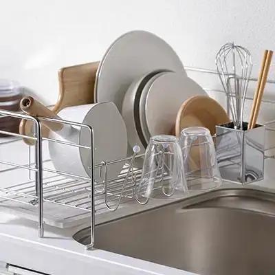 吸水 水切りラック スライドタイプ 吸水トレイ 燕三条製 キッチン用品 bwsSELECTION [ビーワーススタイル]