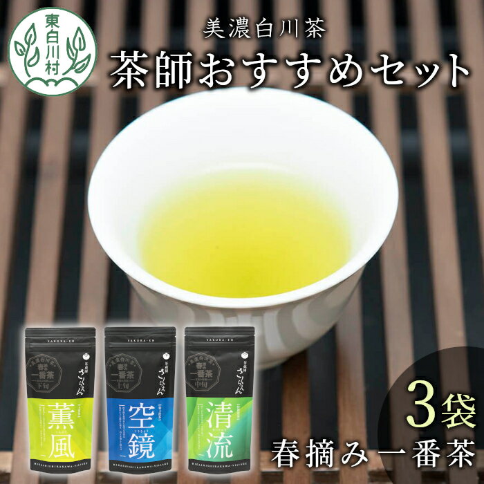 【ふるさと納税】茶蔵園厳選 茶師のおすすめセット 3袋入 お茶 日本茶 緑茶 煎茶 春摘み一番茶 一番茶 高級 特上 最高評価 飲み比べ 詰め合わせ 東白川村 12000円