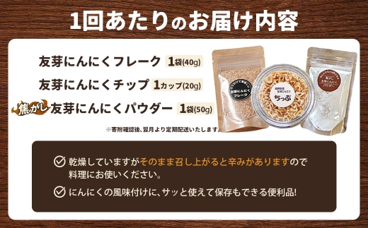 [定期1ヶ月毎4回] にんにくフレーク & にんにくチップ & パウダー セット （ 各種1つずつ ） にんにく ガーリック ガーリックチップ ガーリックパウダー 調味料 トッピング 薬味 ふりかけ 