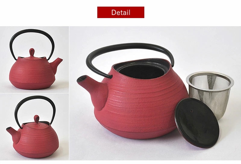 南部鉄器 ティーポット刷毛目0.6L（ローズピンク） 雑貨 日用品 工芸品 装飾品 