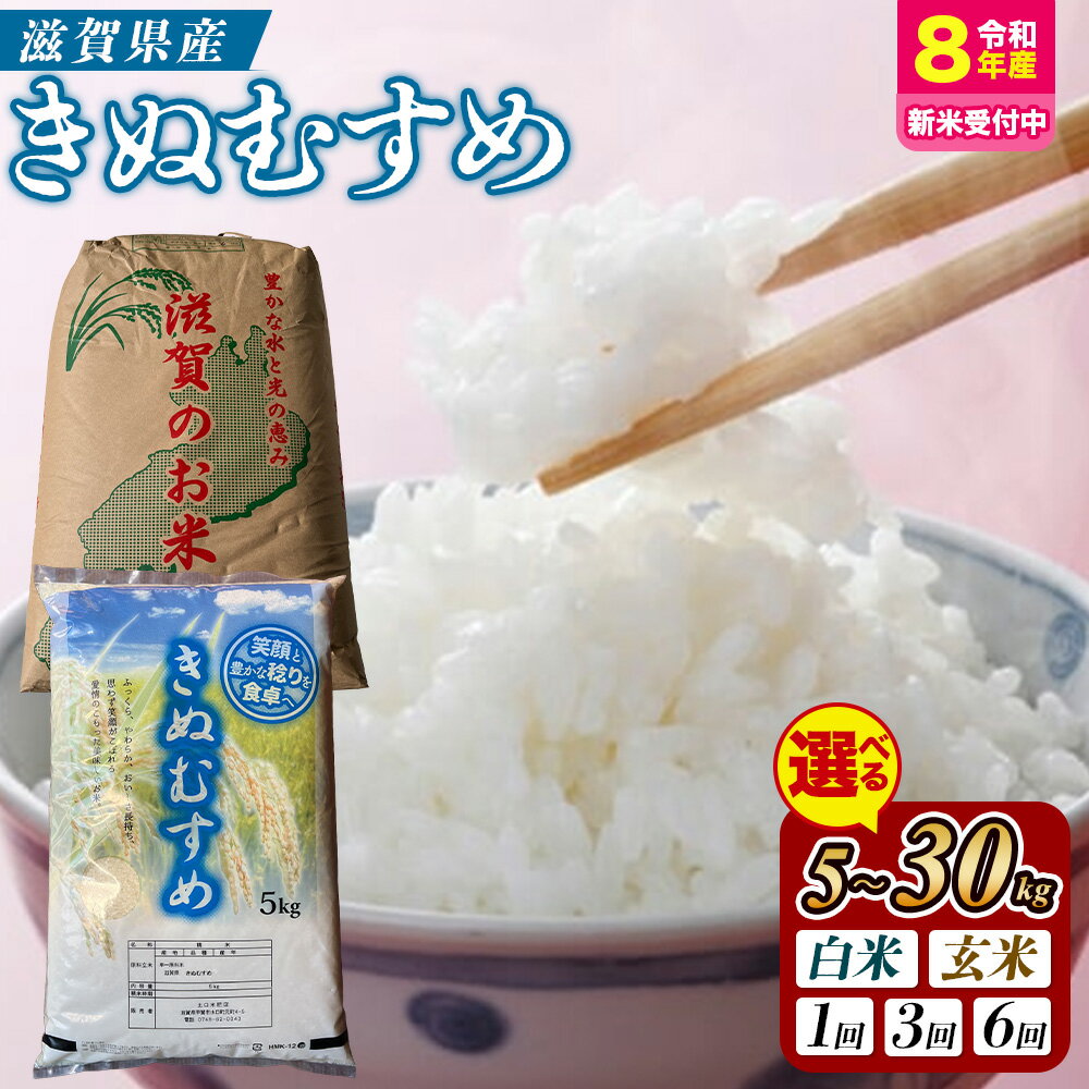 【ふるさと納税】＼選べる産年・内容量・配送回数／【令和7年産】【令和8年産 新米 先行予約】近江米 きぬむすめ（精米・玄米）米 定期便 5~30kg 1回 3回 6回 産地直送 キヌムスメ【お中元】