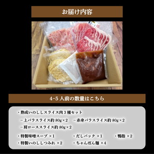 熟成 いのしし ぼたん鍋 セット 4-5人前 【数量選択可】 ジビエ 鍋 セット 小分け 冷凍 猪 ぼたん鍋 用 肉 スライス 赤身 ロース 熟成肉 牡丹鍋 鍋セット ちゃんぽん セット【SKY004