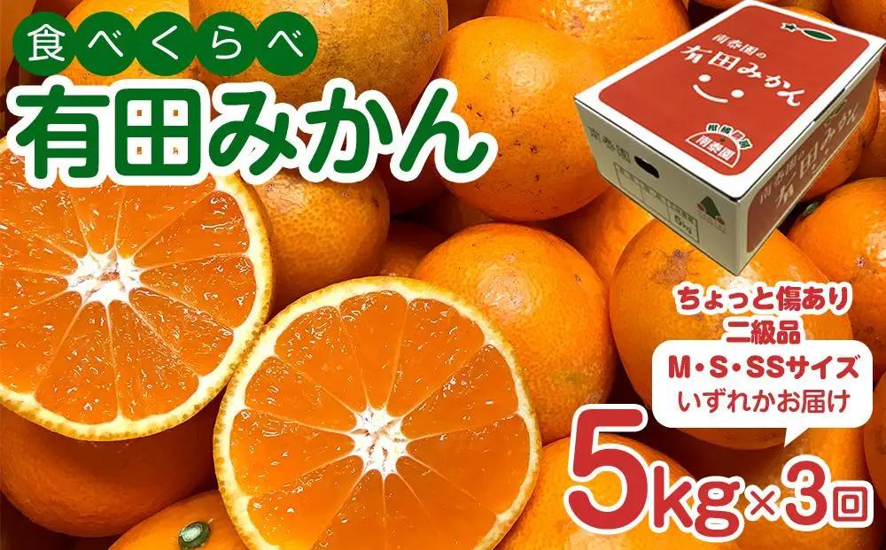 定期便 ちょっと 傷あり 5kg ×3 回 コース 有田みかん 食べくらべ 3種 全3回 南泰園 みかん