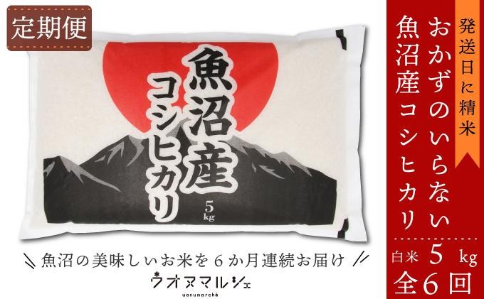 
                  【令和8年産新米予約】【お米定期便/全６回】 おかずのいらない 魚沼産コシヒカリ　白米５ｋｇ【定期便 銘柄米 ブランド米 精米 こしひかり コシヒカリ 魚沼産 新潟米 産地直送 お米 米】【2026年9月下旬より1ヶ月以内に順次発送予定】
                