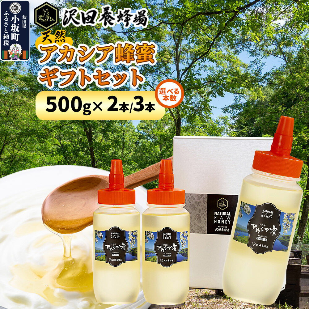 【ふるさと納税】はちみつ 天然十和田 アカシア蜂蜜 ギフトセット 500g【選べる本数 2本セット／ 3本セット】 [国産 蜂蜜 はちみつ ハチミツ アカシア ギフト 贈答 朝食 沢田養蜂場]