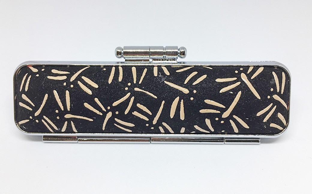 甲州印伝ケース付 黒檀印鑑（トンボ柄）