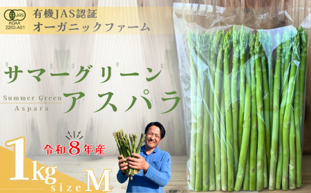 【先行予約】オーガニック サマーグリーンアスパラガス  M 1kg アスパラガス