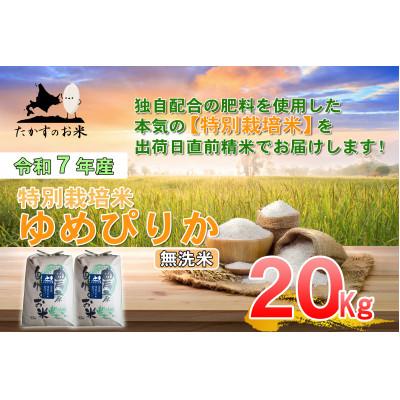 ふるさと納税 鷹栖町 令和7年産予約 たかすのお米 特別栽培米 ゆめぴりか 無洗米 20kg(10kg×2)