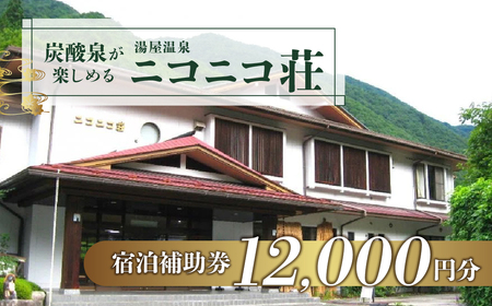 湯屋温泉【ニコニコ荘】宿泊補助券（12,000円分）【a027-4】