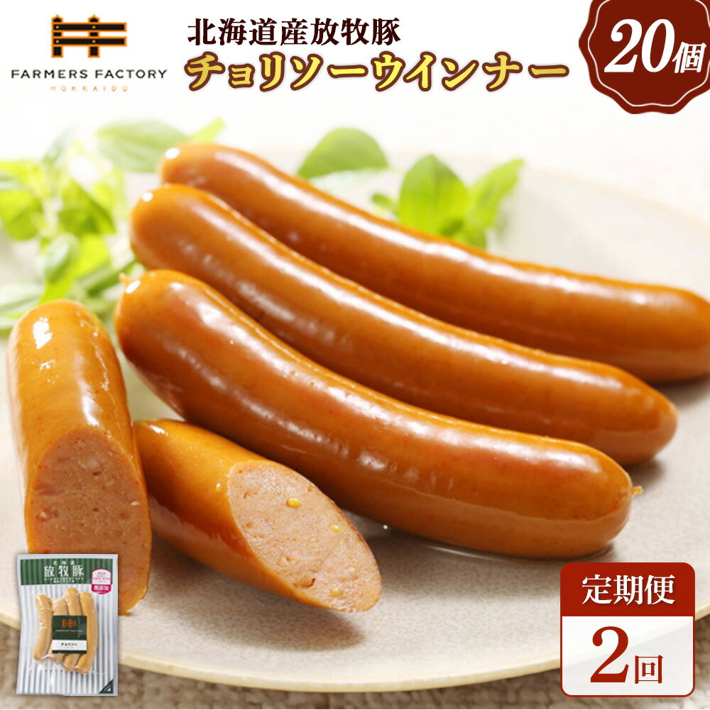 【ふるさと納税】【定期便：2回】北海道産放牧豚 無添加チョリソーウインナー ×20パック | 定期便 北海道産 放牧豚 豚肉 ポーク 無添加 チョリソー ウインナー ソーセージ 化学調味料不使用 唐辛子 ピリ辛 辛口 おつまみ お取り寄せ 北海道 恵庭市 恵庭【120091】