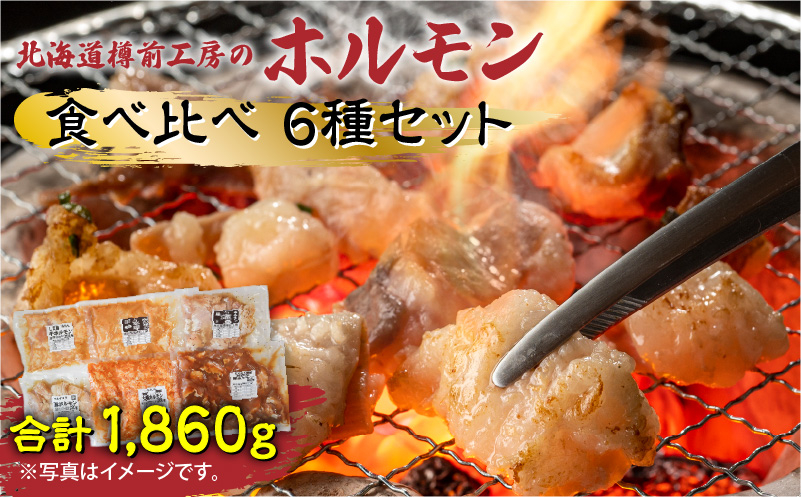 北海道樽前工房のホルモン 食べ比べ 6種セット 計1860g　T025-001