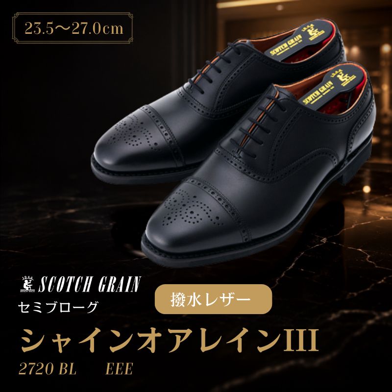 スコッチグレイン ビジネスシューズ メンズ シャインオアレインIII 2720 セミブローグ 革靴 本革 日本製 EEE 送料無料 ギフト