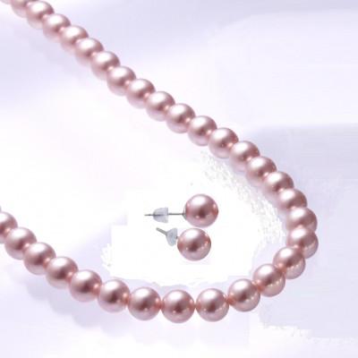 ふるさと納税 和泉市 貝パールネックレス2点セット　マグネット留め具　ピンク系(ピアス) |  | 01