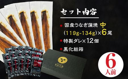 国産うなぎ蒲焼 中6尾 うなぎ