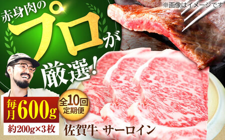 【10回定期便】佐賀牛 サーロインステーキ 600g/ステーキ ステーキ ステーキ ステーキ ステーキ ステーキ [IAH166]